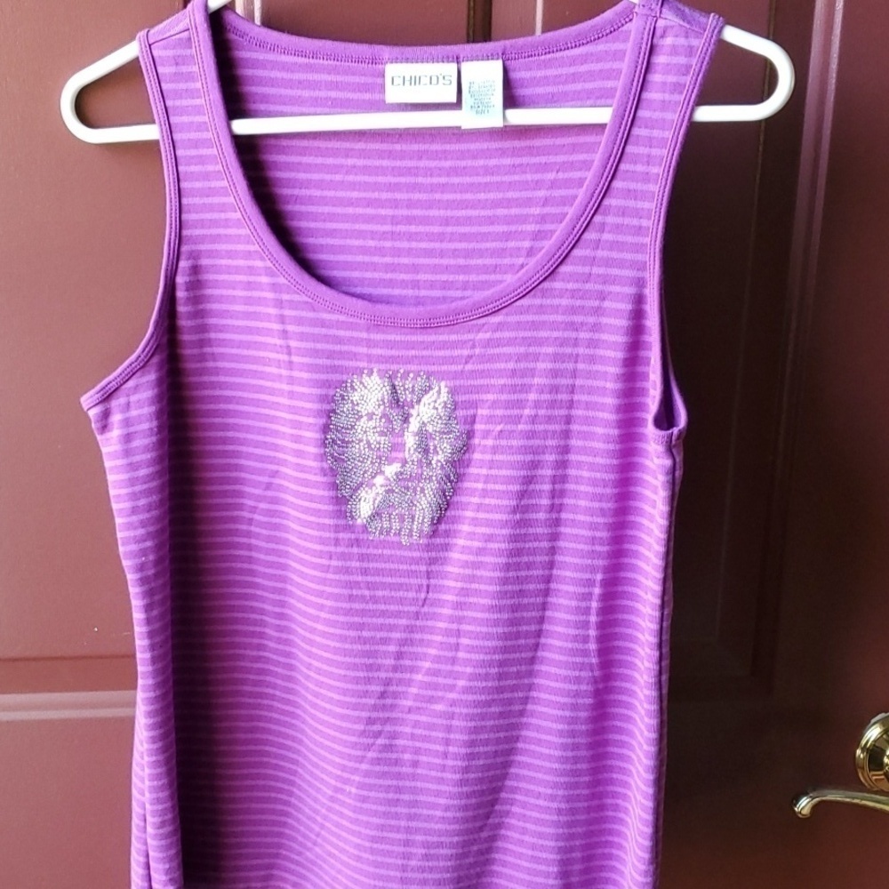 Chico's Sleeveless purple stripe tank size 1 (US S 8 - 10)